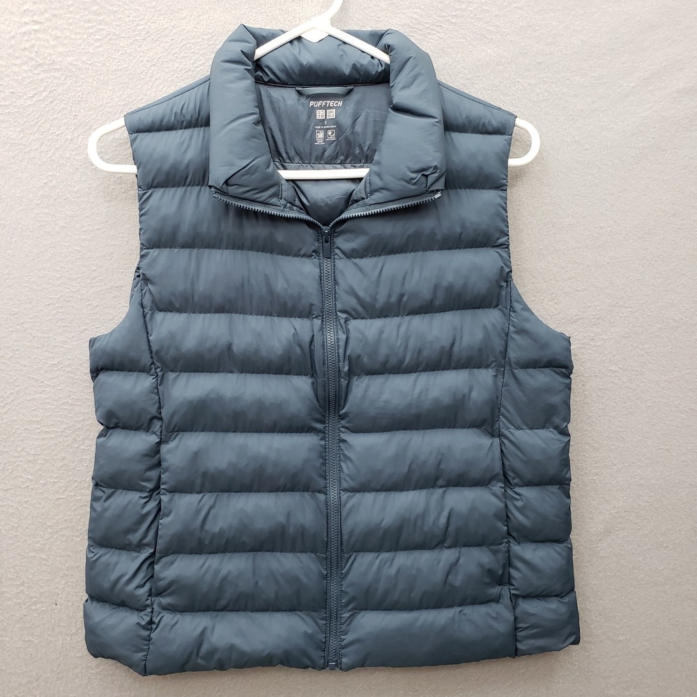 Uniqlo Pufftech Nylon Puffer Vest Slate Blue Winter Gorpcore Layer Womens Size S